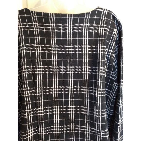 Talbots Top Black White Plaid Zipper Pocket Nonfunctional Sz XL Office... - Picture 7 of 10